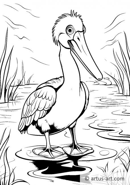 Kolorowanka z młodym pelikanem
